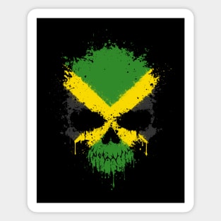 Chaotic Jamaican Flag Splatter Skull Sticker